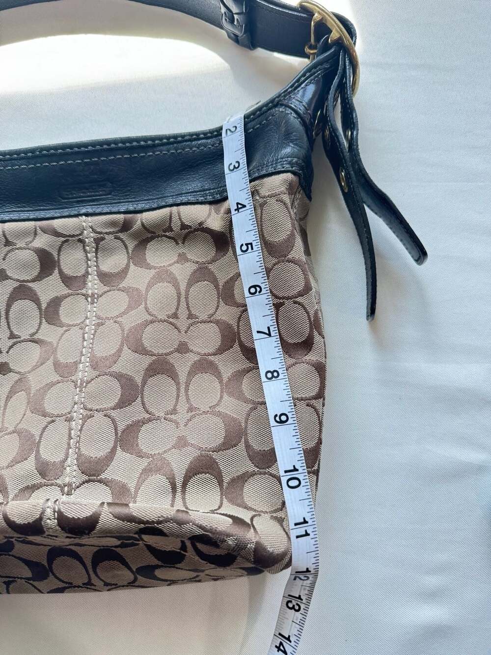 Vintage Coach Signature Soho Hobo Bag Y2K Jacquard Canvas Leather Shoulder Purse - Picture 12 of 13